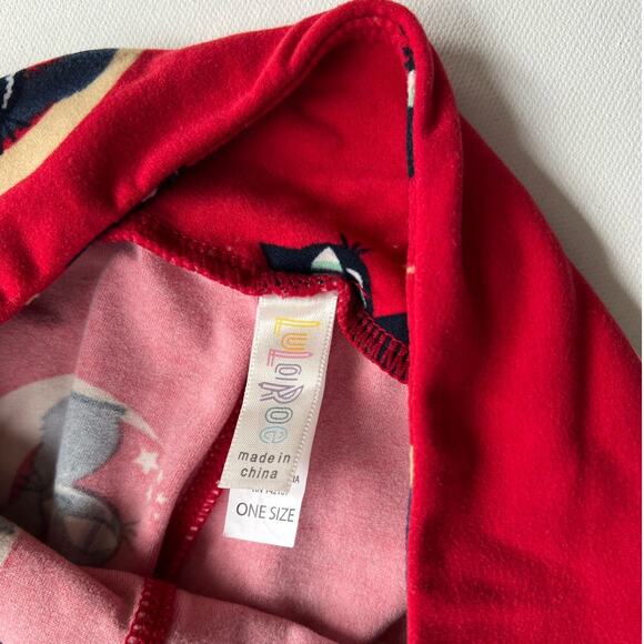 LULAROE Black Cat on the Moon Leggings Red Stretchy Super Soft Women's One Size - Picture 5 of 7